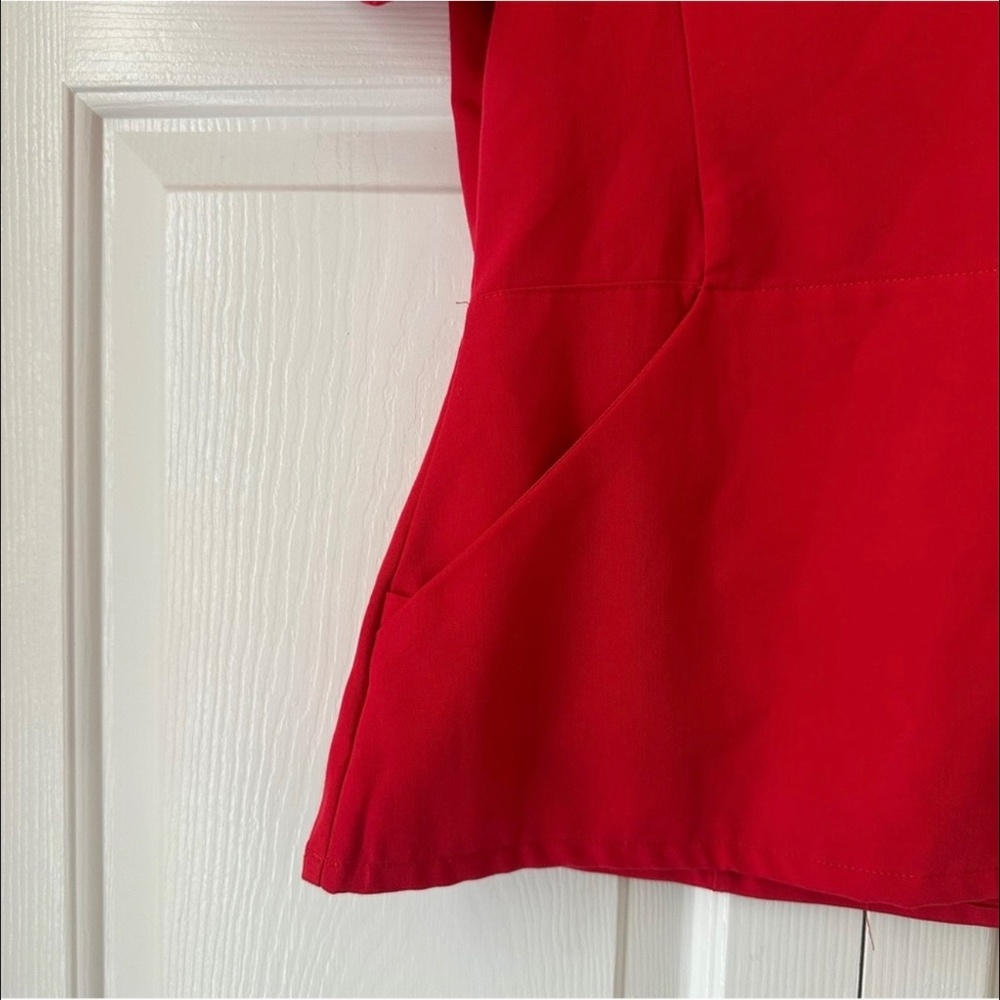 FIGS Insiza Slim Mandarin Collar Top Red‎ - Picture 5 of 5